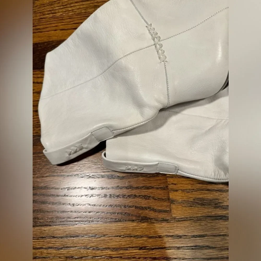 Free People Stevie Mid Boots white leather size US 9 / EU 39